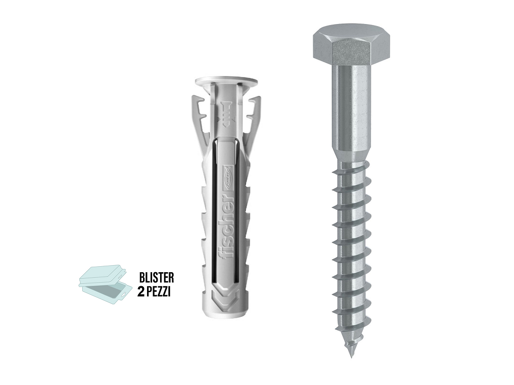 SX Plus K Tassello Nylon con Bordo 4 Espandenti in Blister da pz.2+2 Viti TE varie misure | Fischer - immagine 1